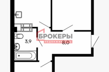 2-к квартира, 60,8 м², 9/9 эт.