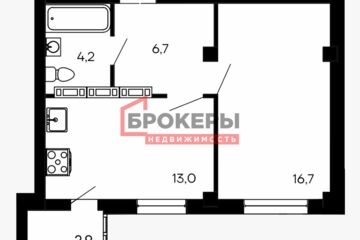 1-к квартира, 43,5 м², 1/9 эт.